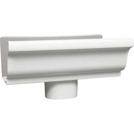 Amerimax 4 In. K Style Galvanized White Gutter Drop Outlet