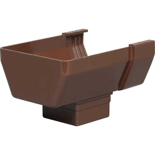 Amerimax 5 In. Contemporary Vinyl Brown Gutter End with Drop Outlet